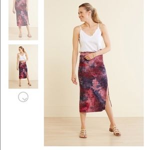 Tie Dye Slit Knit Midie Skirt from Sundry